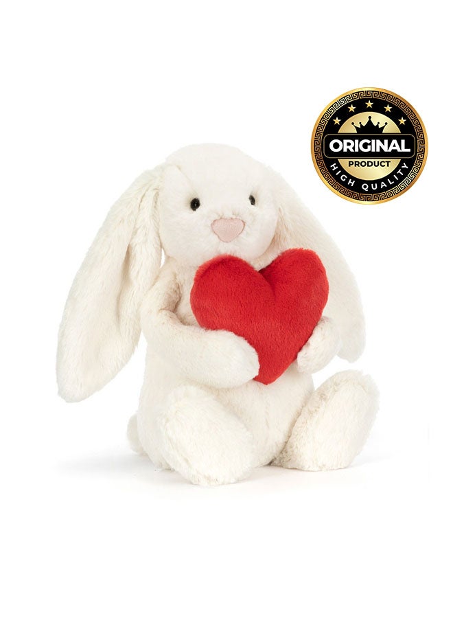 Jellycat دبدوب قلب الحب الأحمر الخجول - لعبة محشوة ناعمة بأرجل كوردية، هدية عيد الحب لطيفة للأطفال والبالغين، مجموعة جليكات، 23 سم - Image 1